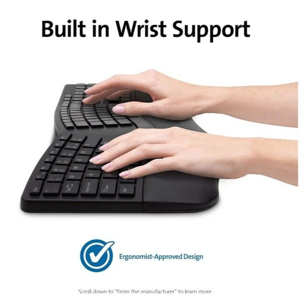 Kensington Pro Fit Ergonomic Wireless Keyboard, Bluetooth - Black (K75401US)
